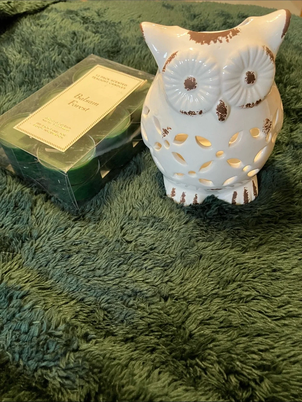 Owl votive candle holder and votive candles